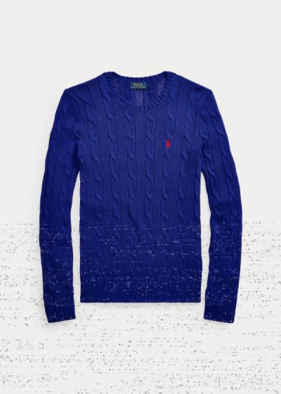 Polo Ralph Lauren Cable-Knit Cotton Striktrøje Dame Danmark (WYHBO7158)